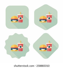 hamburger and soda flat icon with long shadow,eps10