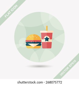hamburger and soda flat icon with long shadow,eps10