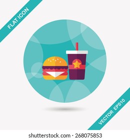 hamburger and soda flat icon with long shadow,eps10