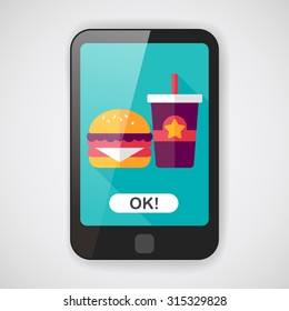 hamburger and soda flat icon with long shadow,eps10