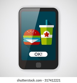 hamburger and soda flat icon with long shadow,eps10