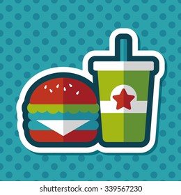 hamburger and soda flat icon with long shadow,eps10