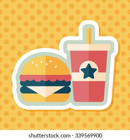 hamburger and soda flat icon with long shadow,eps10
