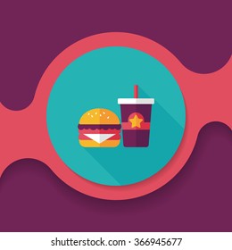 hamburger and soda flat icon with long shadow,eps10