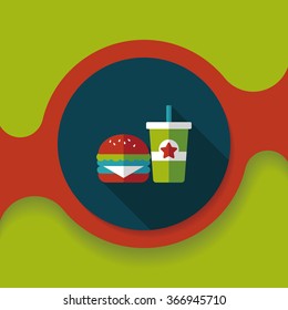 hamburger and soda flat icon with long shadow,eps10