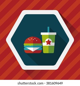 hamburger and soda flat icon with long shadow,eps10