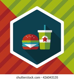 hamburger and soda flat icon with long shadow,eps10