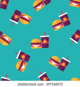 hamburger and soda flat icon,eps10 seamless pattern background
