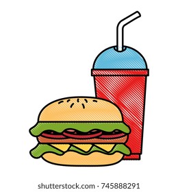hamburger with soda icon