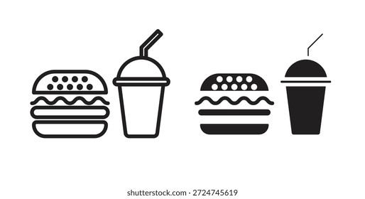 Ícone de refrigerante hambúrguer. sinal plano preenchido para conceito móvel e web design