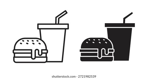 Hamburger ícone refrigerante ícone simples plano. Versão linear - stock vetor.