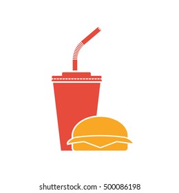 Hamburger and soda icon. Food and drink. Fast food concept. Vector illustration flat style. Isolated on white background. Easy to edit. For web design and print