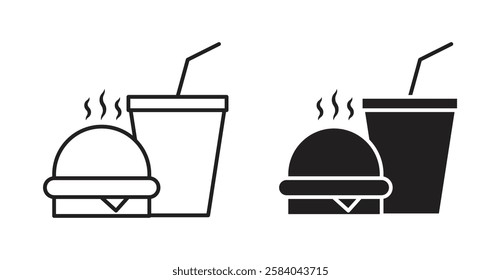 Hamburger soda icon set in thin line. vector illustrations for web