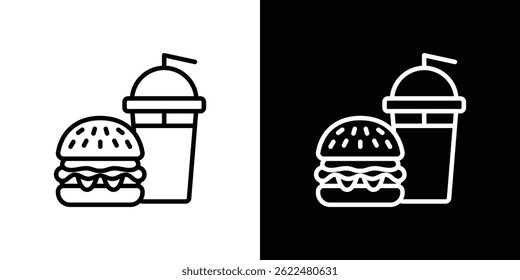 Hamburger soda icon shape graphic simple plain clipart symbol. thin line outline art