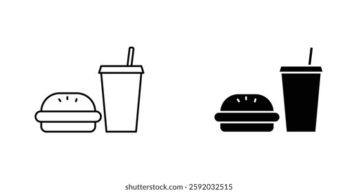 Hamburger soda icon symbol collection on white background.