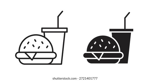 Ícone de refrigerante Hamburger para o modelo. Conjunto de gráficos vetoriais de ícones