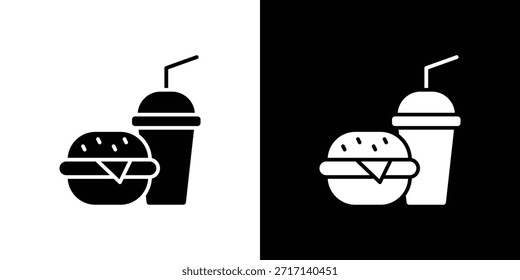 Hamburger Soda Icons Set. Vektorsymbole im ausgefüllten Stil