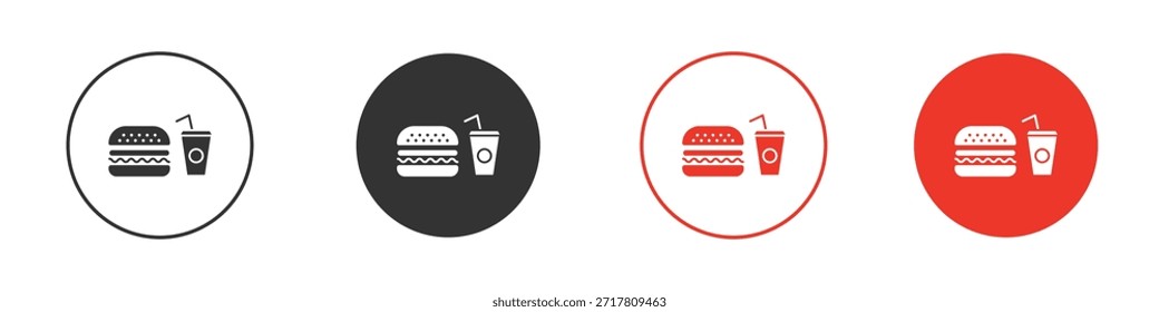 Hamburger Soda-Symbole einfache flache Silhouette Vektorgrafik