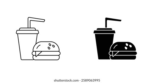 Hamburger soda icons thin line illustrations designs