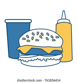 Hamburger with soda and sauce