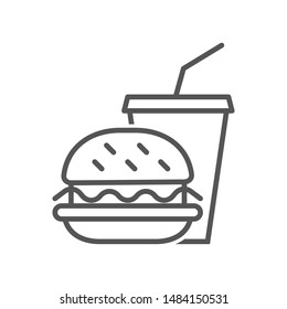 Hamburger and soda take away. Fast food vector icon. EPS 10