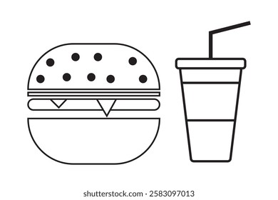 Hamburger and soda takeaway. Fast food icon. Vector graphic illustration. Suitable for website design, logo, app, and ui