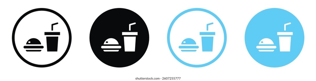 Hamburger soda vector icons in black and blue colors