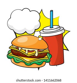 hamburger and soda vector illustration