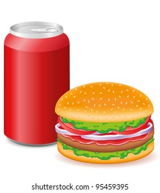 hamburger and soda vector illustration