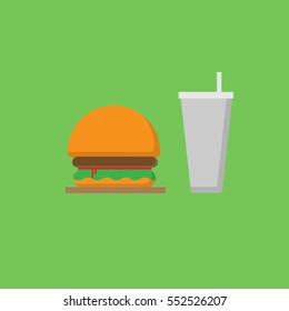 Hamburger with soft drink
