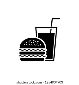 Hamburger and soft drink cup, Fast food icon vector illustration.