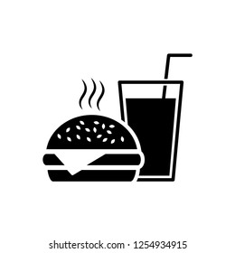 Hamburger and soft drink cup, Fast food icon vector illustration.