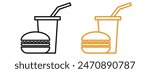 Hamburger and soft drink cup icon mark in filled style