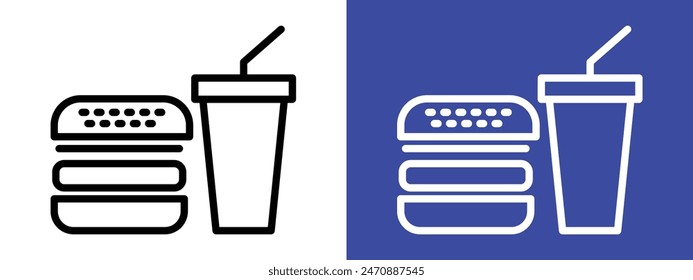 Conjunto de logotipo de taza de hamburguesa y refresco Vector