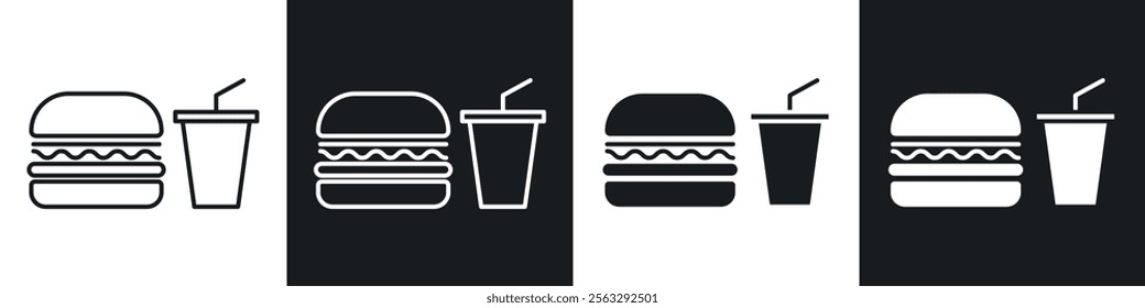 Hamburger and soft drink cup icon pack for app and website ui designs.