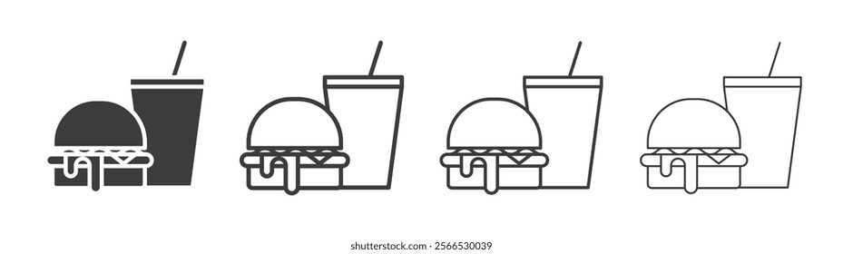 Hamburger and soft drink cup icon collection for website design, app, UI design.