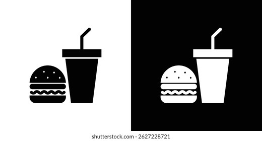 Hambúrguer e refrigerante xícara ícone vetor, ilustração sólida, pictograma