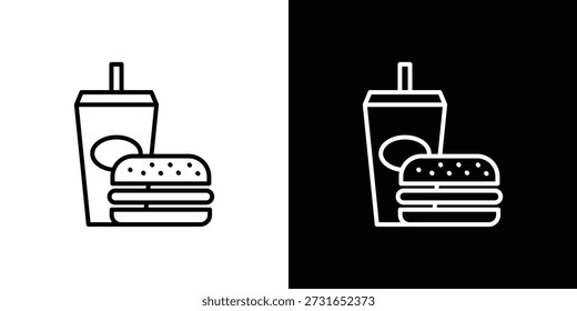 Hamburger und Softdrink-Tasse Symbol Grafik, editierbarer Strich. Geeignet für Website-Design, Logo, App, Vorlage und ui ux.