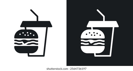 Hamburger and soft drink cup icons in flat syle