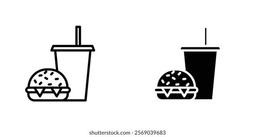 Hamburger and soft drink cup icons vector graphic pack