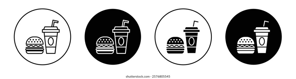 Hamburger and soft drink cup icons vector pack for web designs