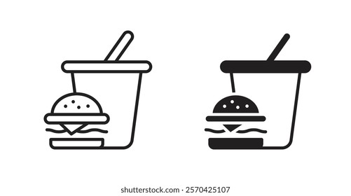 Hamburger and soft drink cup vector web icons set