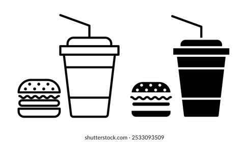 Estilo de línea de icono de hamburguesa y refresco. EPS10