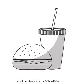 hamburger and soft drink  icon over white background. fast food concept. vector illustration