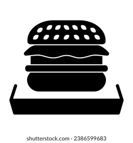 Hamburger solid icon, fast food concept, beefburger sign on white background, burger sandwich icon in glyph style for mobile concept and web design. Vector graphics