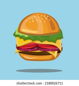 Hamburger street food with cutlet and onion