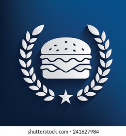 Hamburger symbol on blue background,clean vector