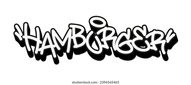 Hamburger tag graffiti style label lettering. Vector Illustration