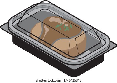 Hamburger in a takeaway food pack