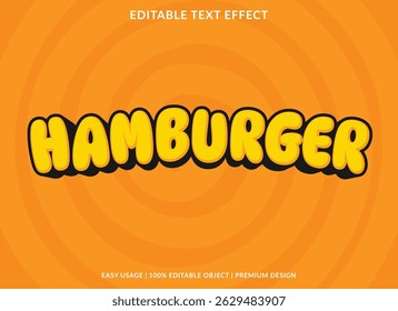 Hamburger text effect vector graphic design food culinary background comic cartoon font style